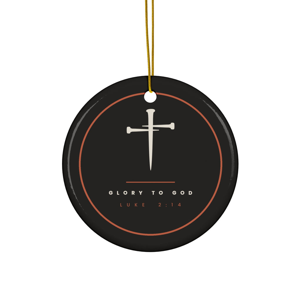 Glory To God ceramic Christmas ornament, Luke 2:14, one of four in the Nativity Ornament Set