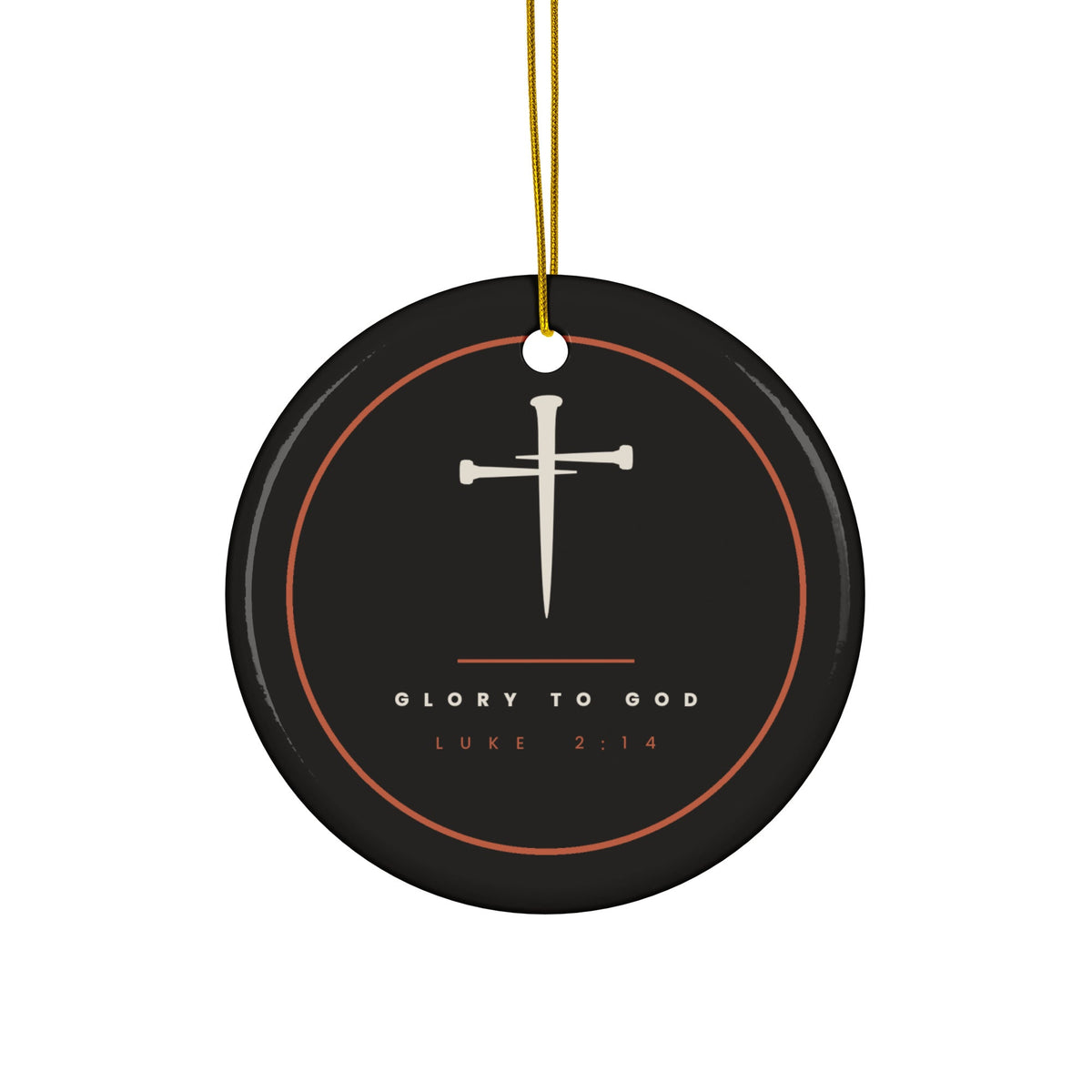Glory To God ceramic Christmas ornament, Luke 2:14, one of four in the Nativity Ornament Set