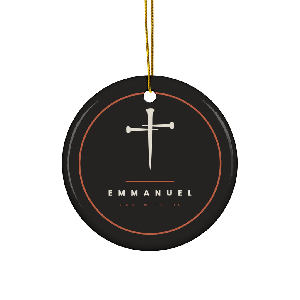 Emmanuel God With Us ceramic Christmas ornament, one of four in the Nativity Ornament Set