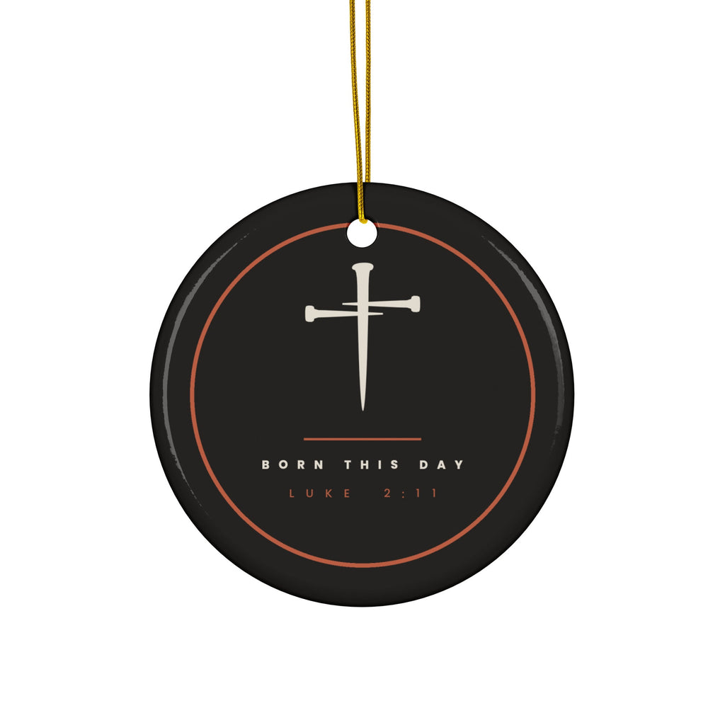 Born This Day ceramic Christmas ornament, Luke 2:11, one of four in the Nativity Ornament Set