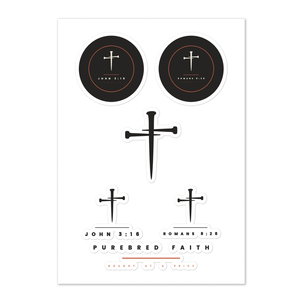 PureBred Faith sticker sheet with six kiss-cut Christian stickers