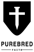 PureBred Faith shield and cross back print design