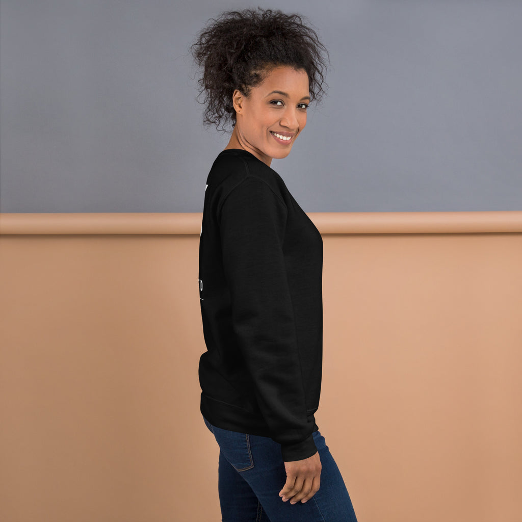 Romans 8:28 Crewneck Sweatshirt lifestyle - black, right side