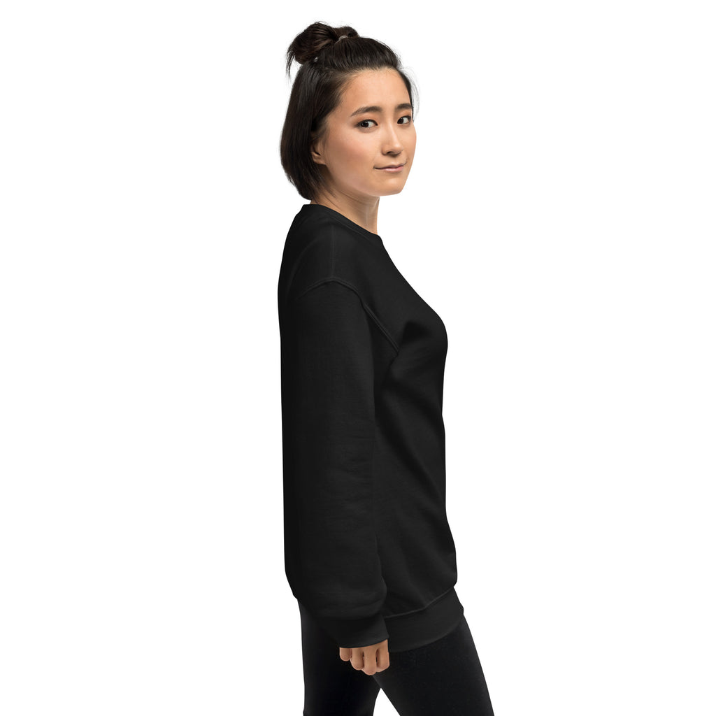 Romans 8:28 Crewneck Sweatshirt lifestyle - black, side profile