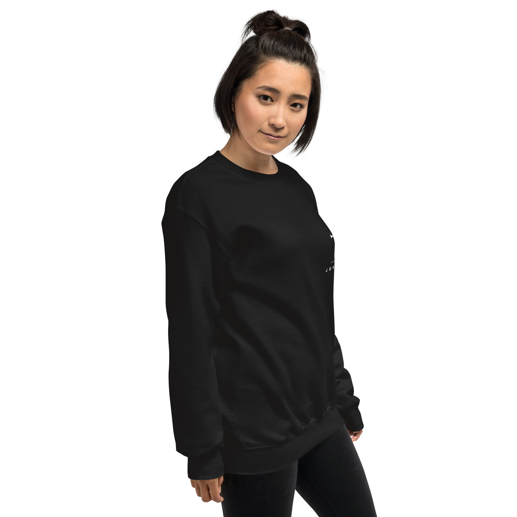 John 3:16 Cross & Nails Crewneck Sweatshirt - black, worn side view