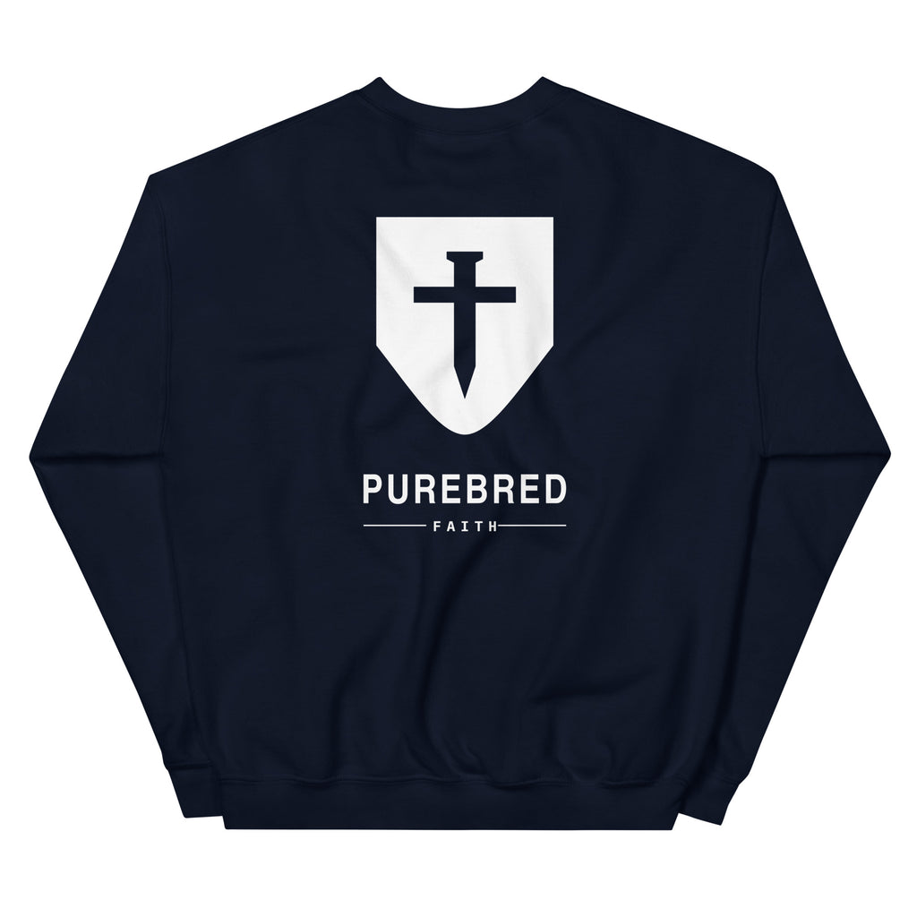 John 3:16 Cross & Nails Crewneck Sweatshirt - navy crewneck lifestyle shot