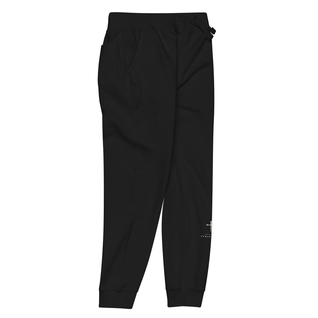 Romans 8:28 Cross & Nails Sweatpants - black, right side view