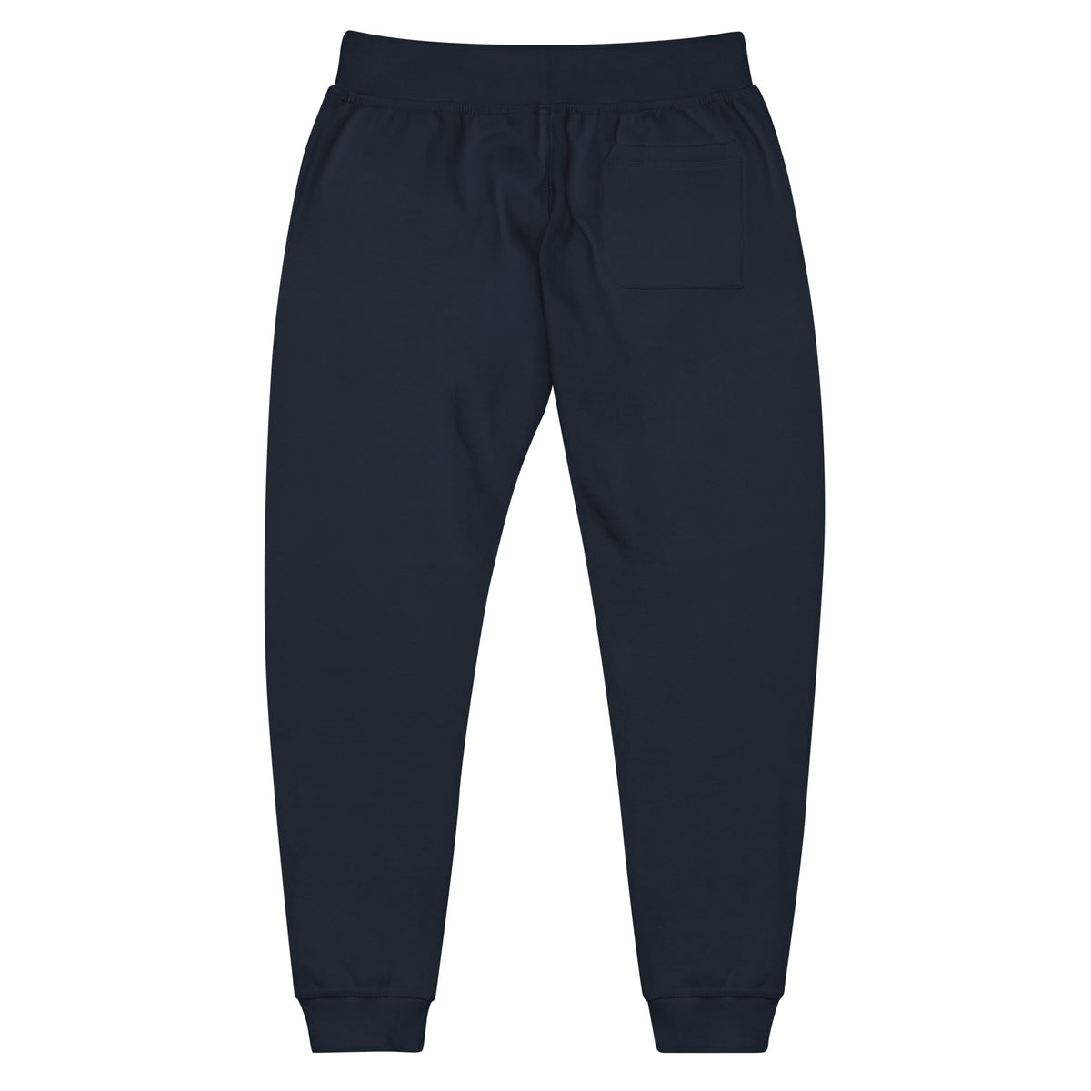 John 3:16 Cross & Nails Sweatpants — navy fleece sweatpants, back view