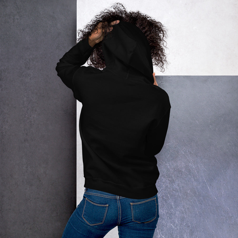 1 John 4:4 black hoodie lifestyle, back view