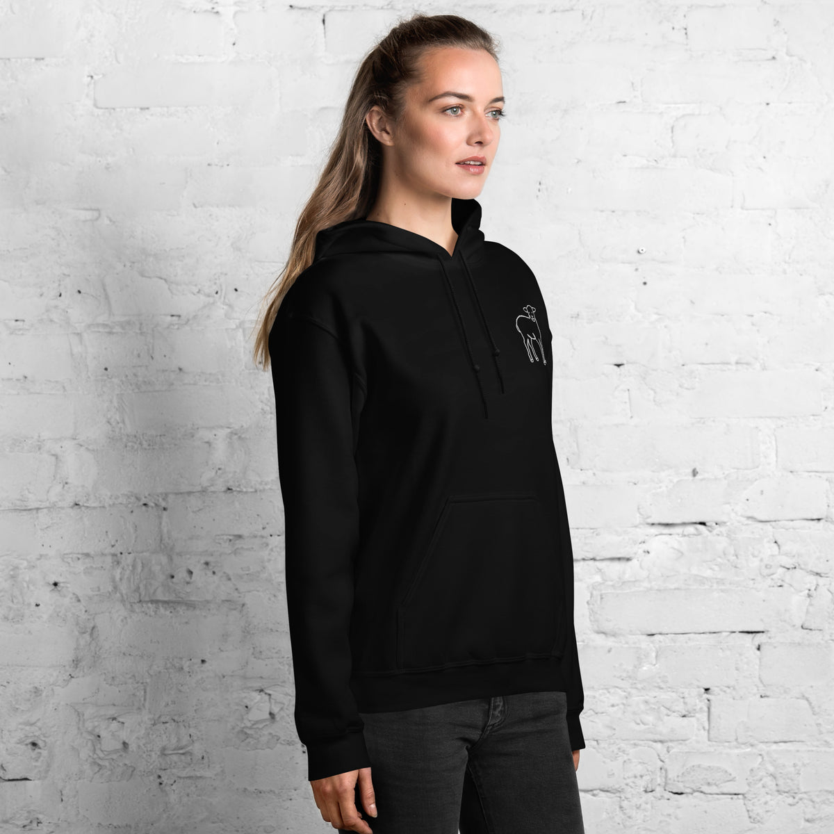He Shepherds Us Through - Unisex Hoodie — black unisex hoodie, right three-quarter view