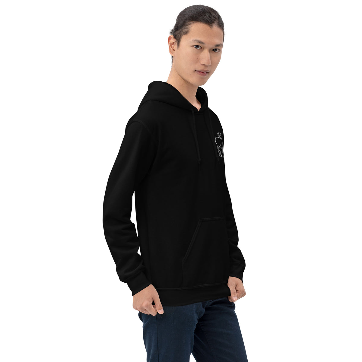 He Shepherds Us Through - Unisex Hoodie — black unisex hoodie, right three-quarter view