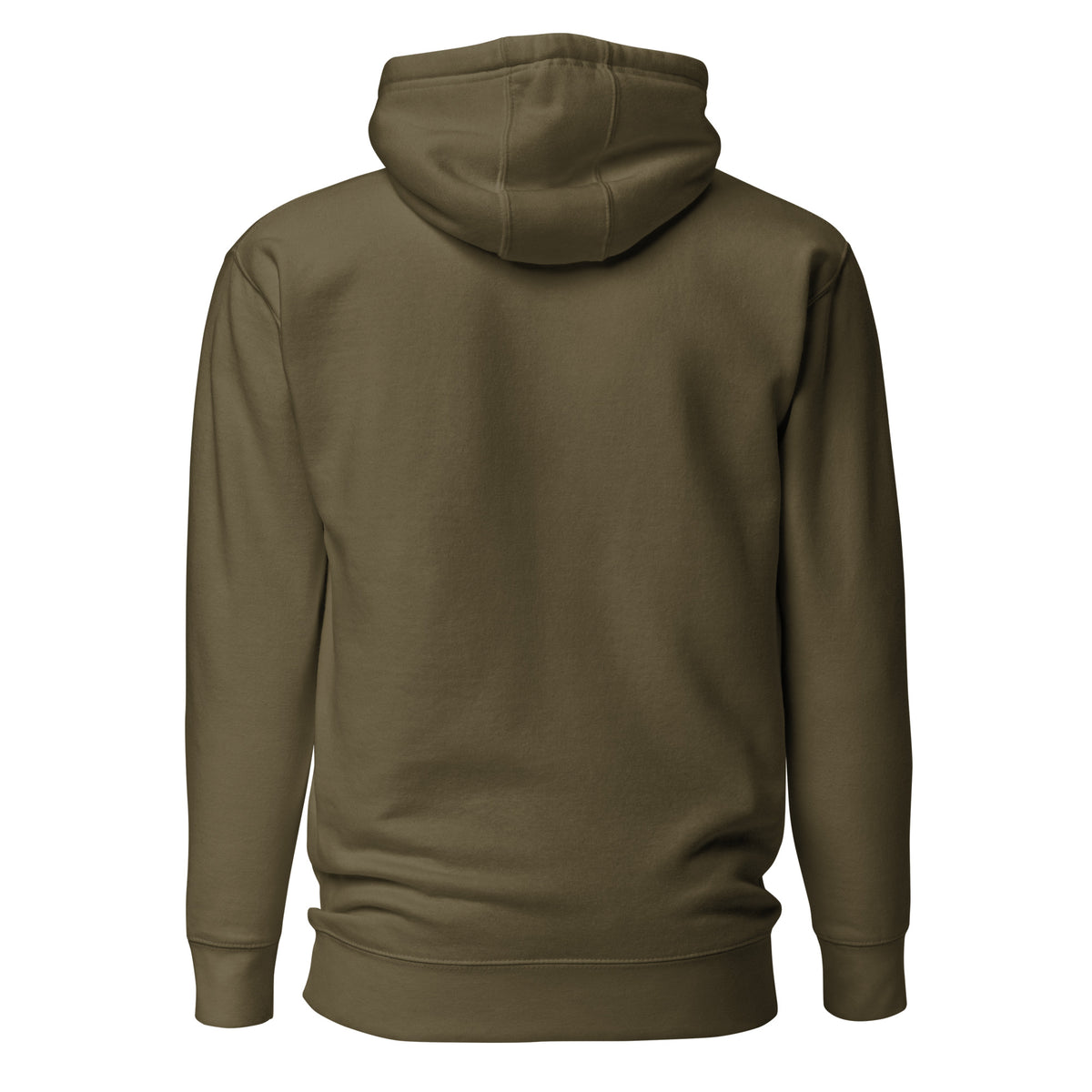 Saved By Jesus hoodie in military green, back view