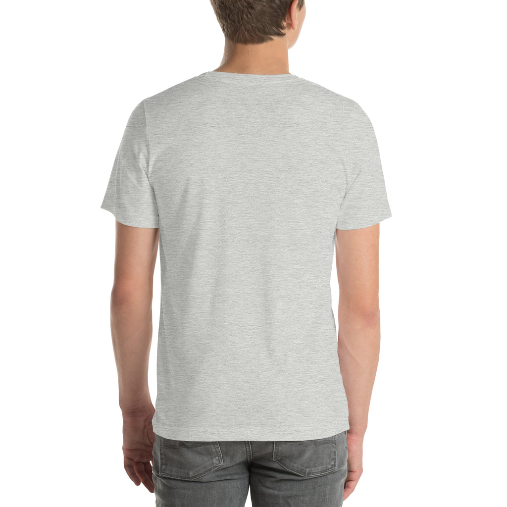 Faith Over Fear T-Shirt — athletic heather unisex tee, back view