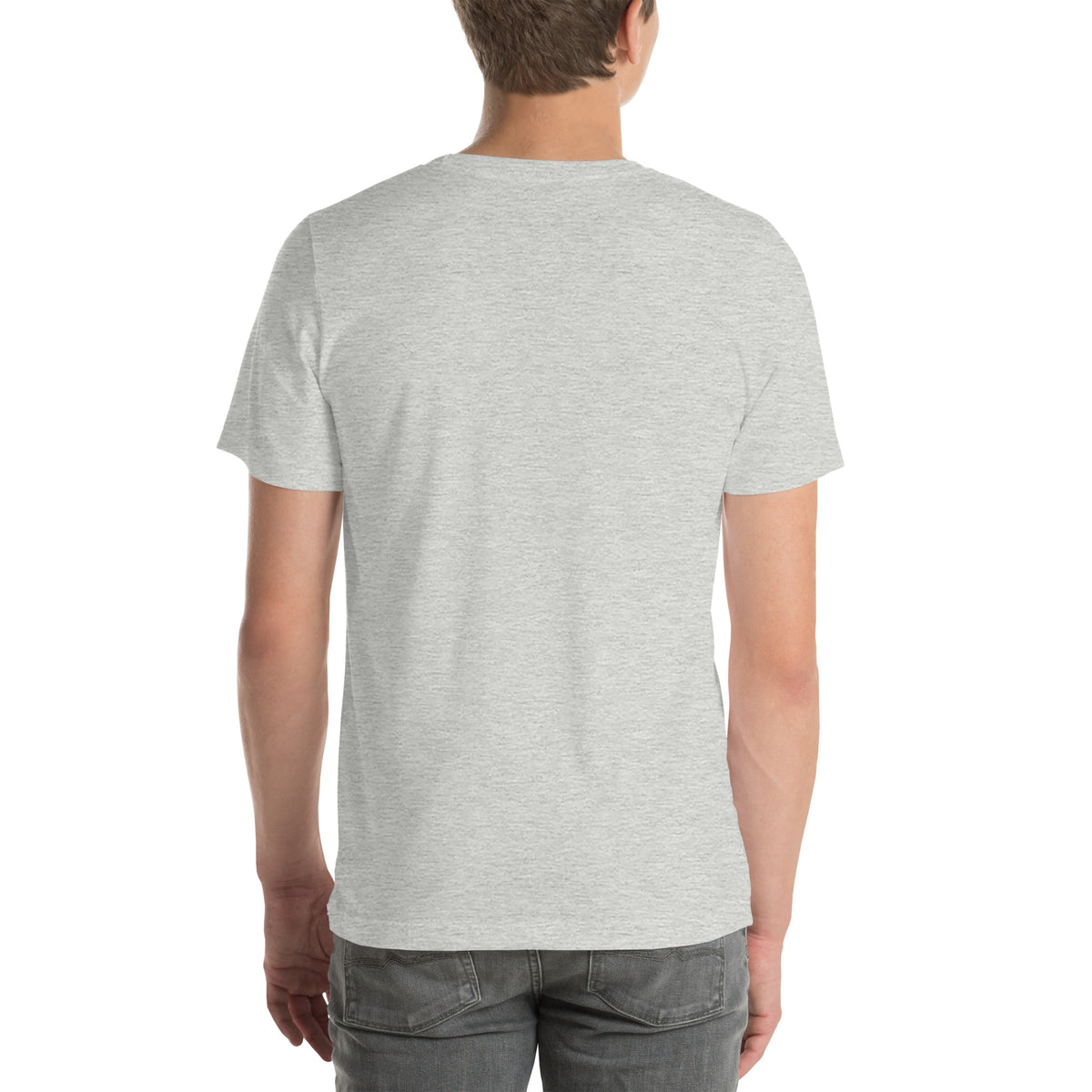 Faith Over Fear T-Shirt — athletic heather unisex tee, back view