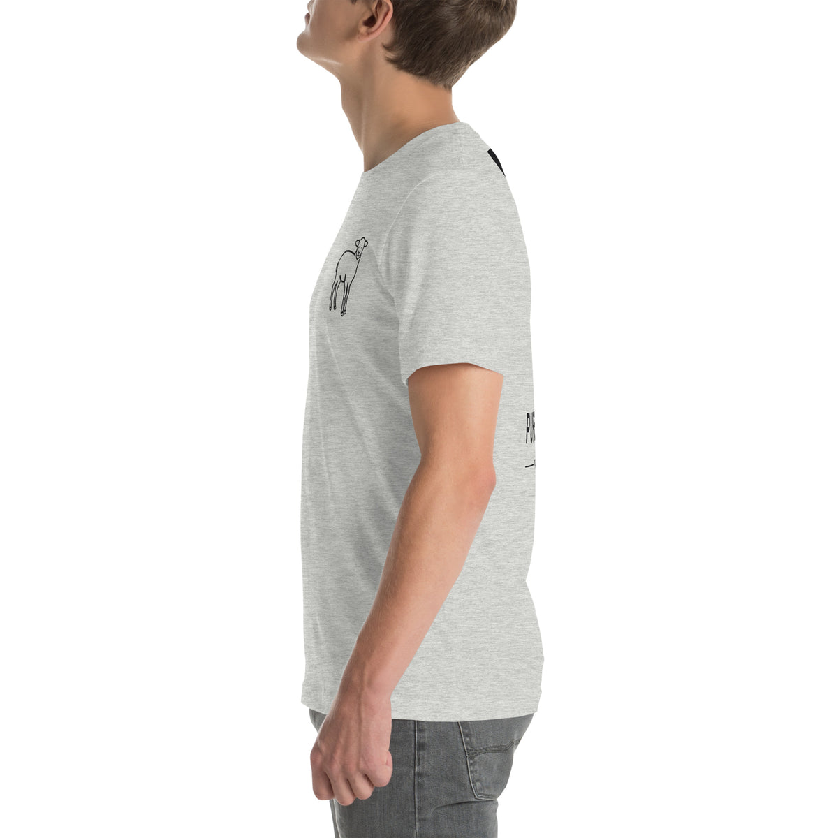 He Shepherds Us Through - Unisex Tee — athletic heather unisex t-shirt, left side