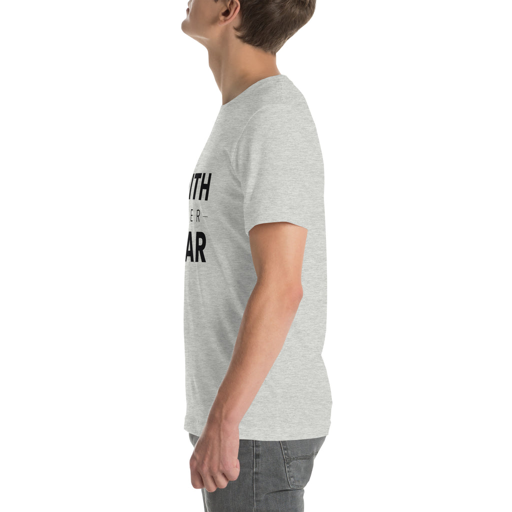 Faith Over Fear T-Shirt — athletic heather unisex tee, left side
