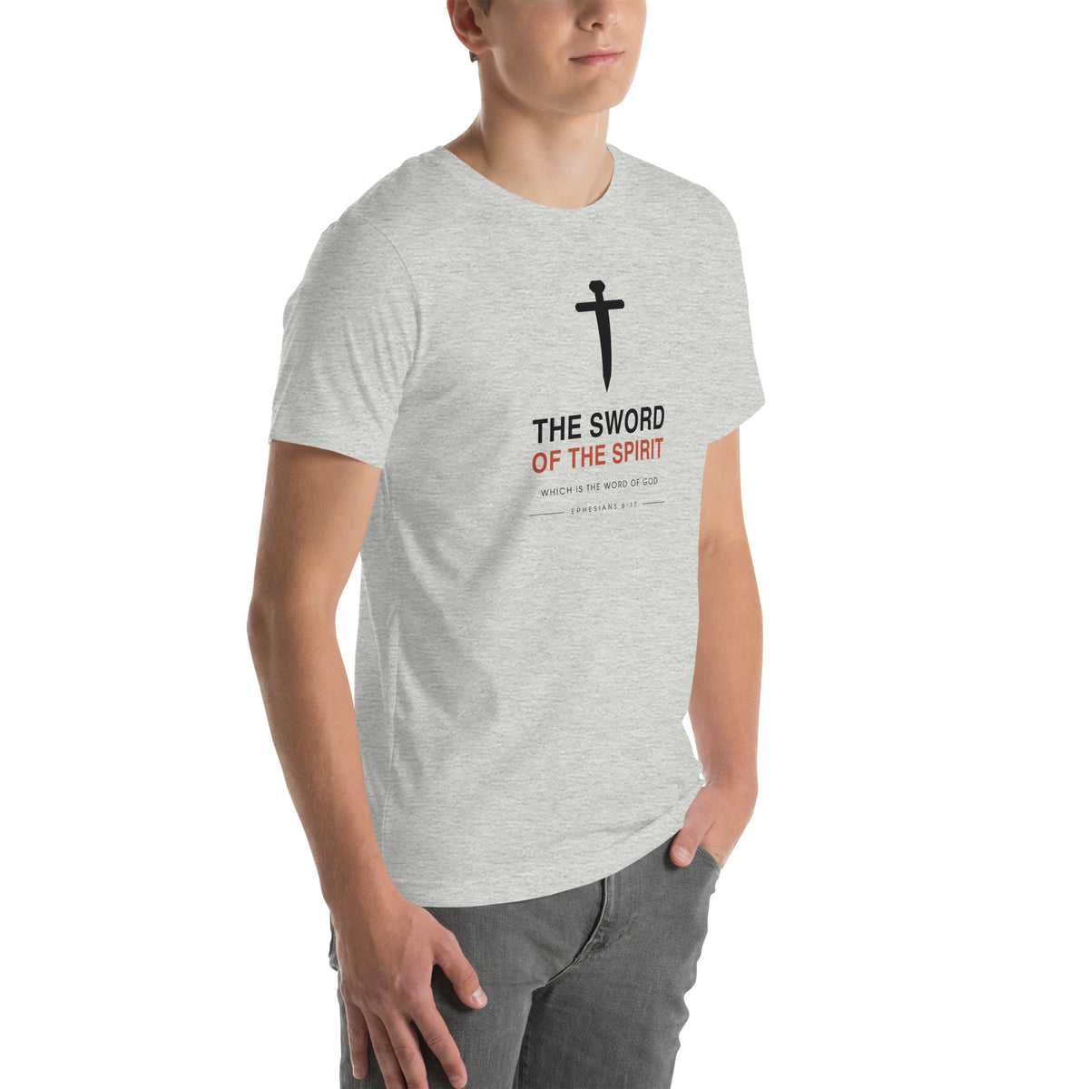 The Sword Of The Spirit Ephesians 6:17 T-Shirt — athletic heather unisex t-shirt, right three-quarter view