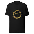 Gold crown of thorns and nails on a black Christian t-shirt - PureBred Faith