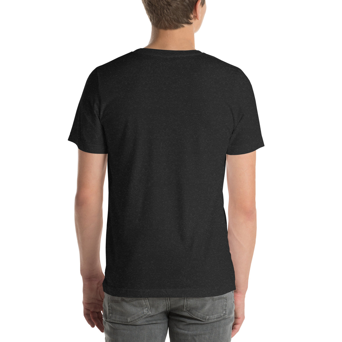 If God Is For Us Romans 8:31 Christian t-shirt — black heather, back view
