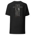 John 3:16 Scripture Cross Christian t-shirt — black heather, back view with the full verse set in the shape of a cross