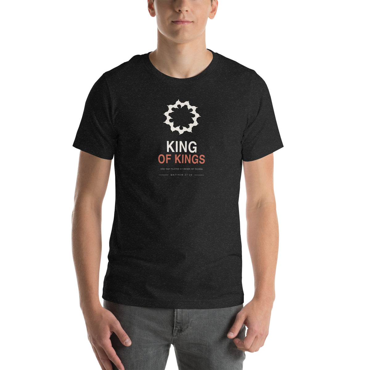 King Of Kings - Crown Of Thorns T-Shirt — black heather unisex t-shirt, front view