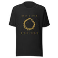 Only A King Wears Thorns gold crown of thorns Christian t-shirt — black heather, front view