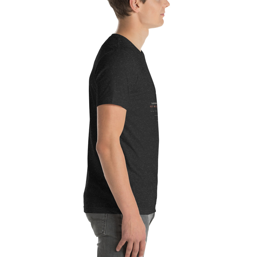 Though He Slay Me Job 13:15 Christian t-shirt — black heather, right side view
