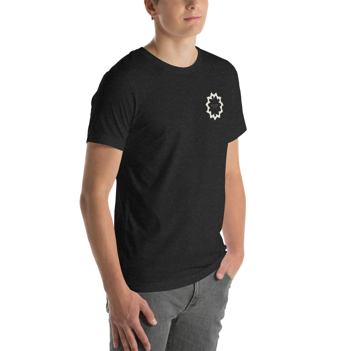 They Meant It As Mockery - Crown Of Thorns T-Shirt — black heather unisex t-shirt, right three-quarter view
