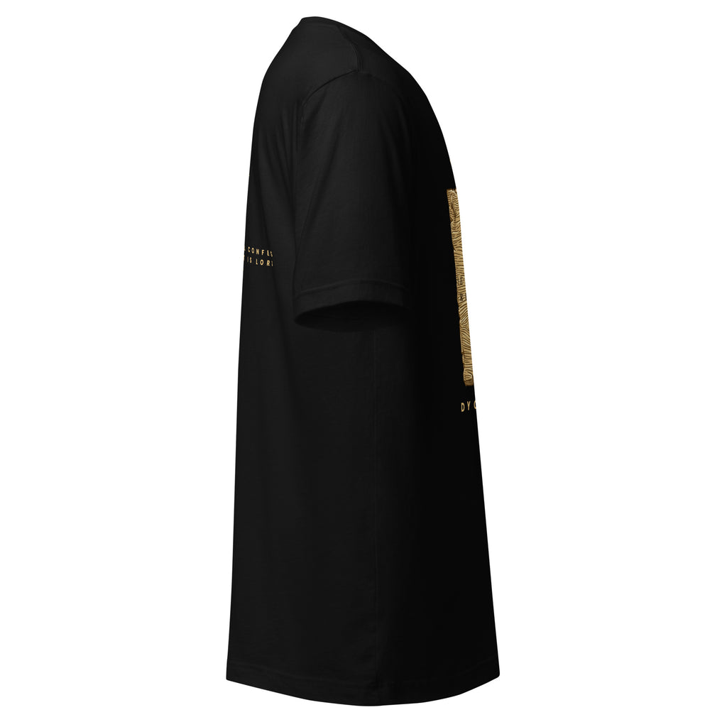 Titulus Latin gold t-shirt by PureBred Faith, black, right side