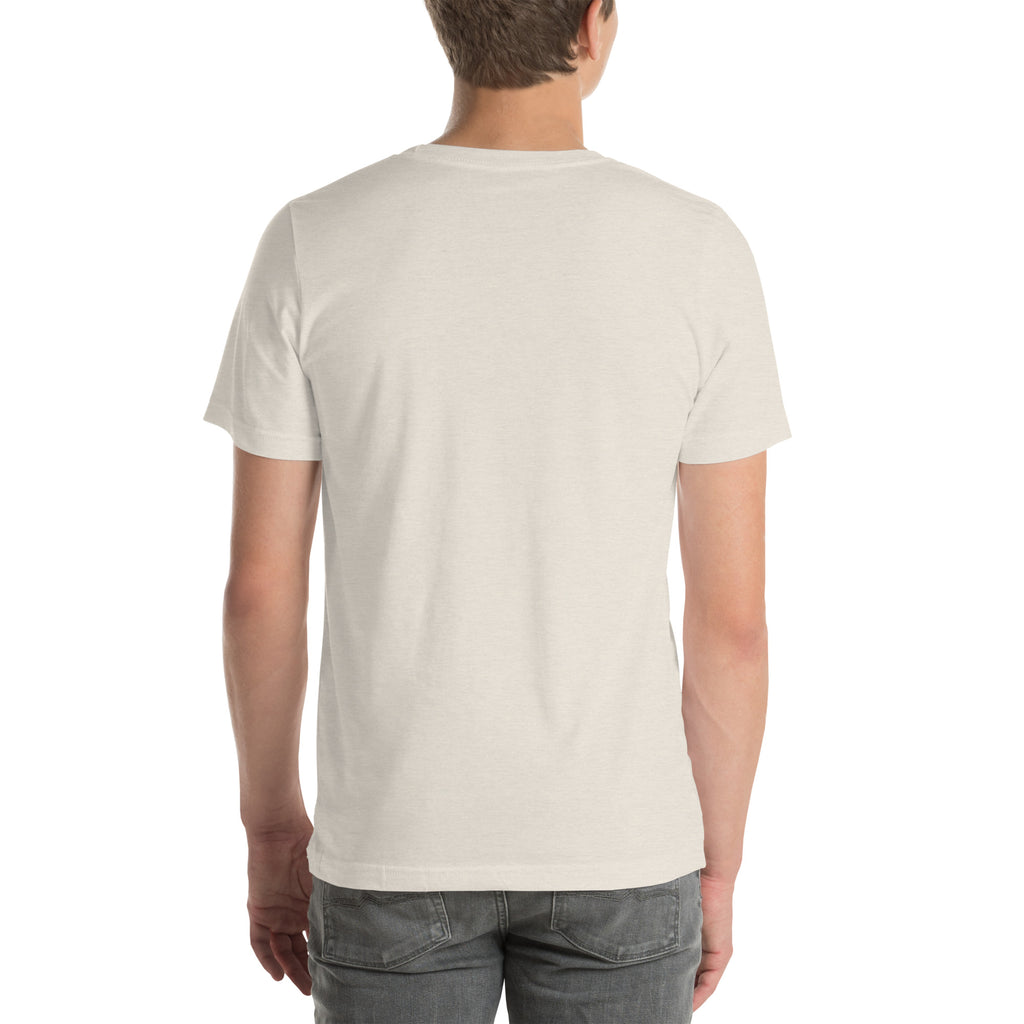 Faith Over Fear T-Shirt — heather dust unisex tee, back view