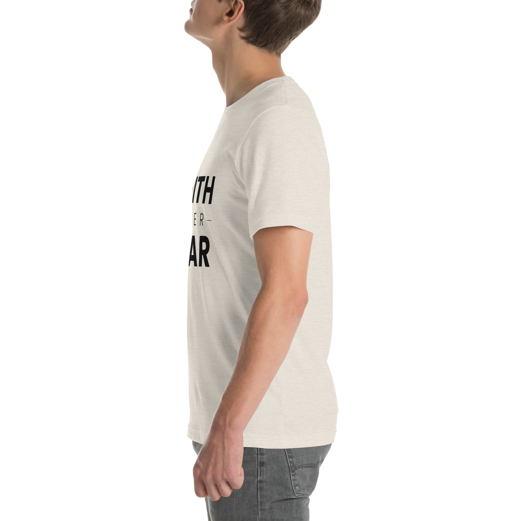 Faith Over Fear T-Shirt — heather dust unisex tee, left side