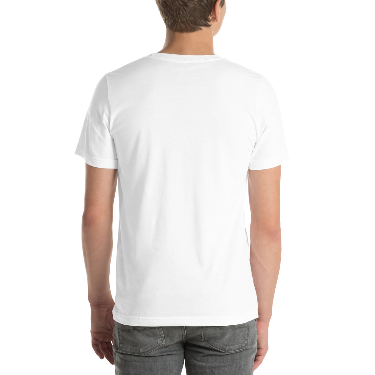 White t-shirt, back view, plain with no print