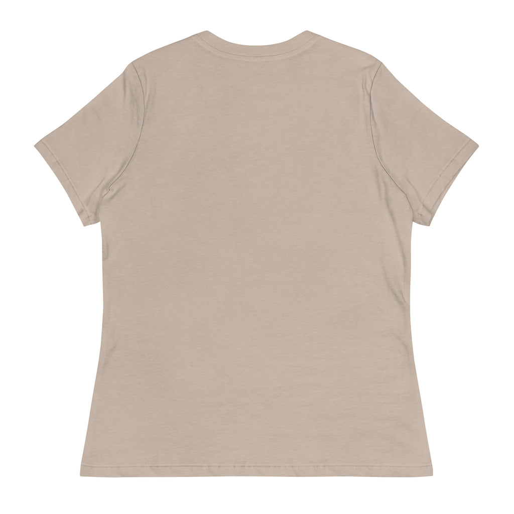 Strong & Courageous Joshua 1:9 women's relaxed t-shirt — heather stone, back view