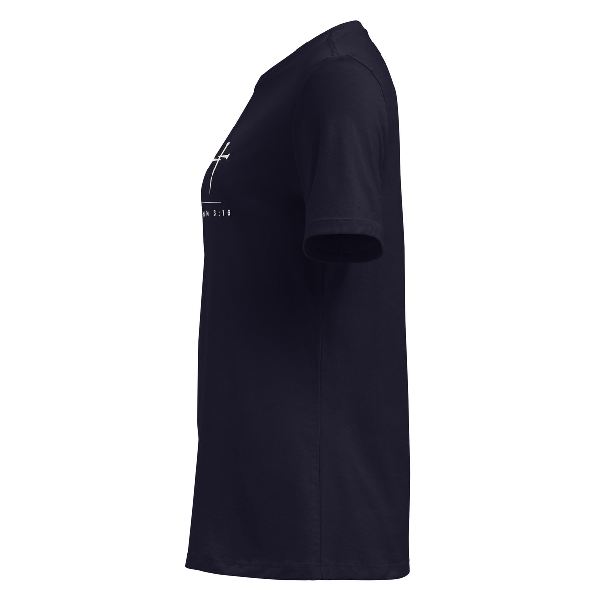 Navy women's relaxed tee, left side view