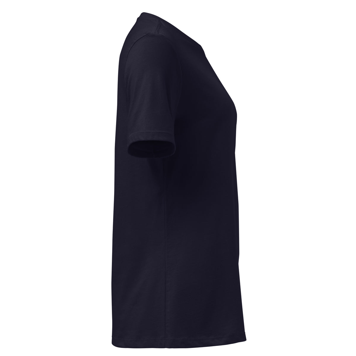 Navy women's relaxed tee, right side view