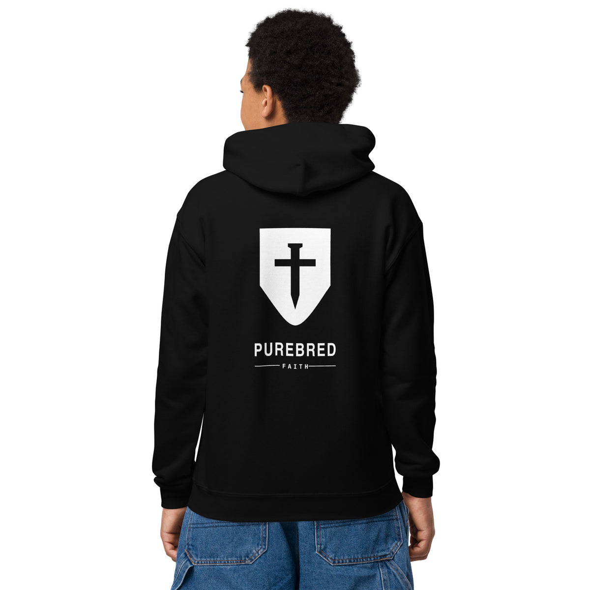 John 3:16 Kids Hoodie - black, back view